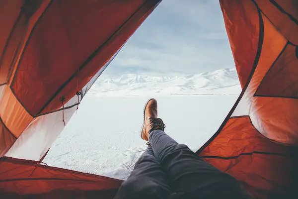 camping in snow