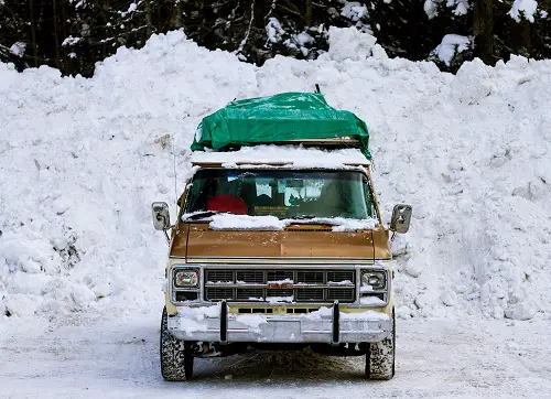 car camping in snow